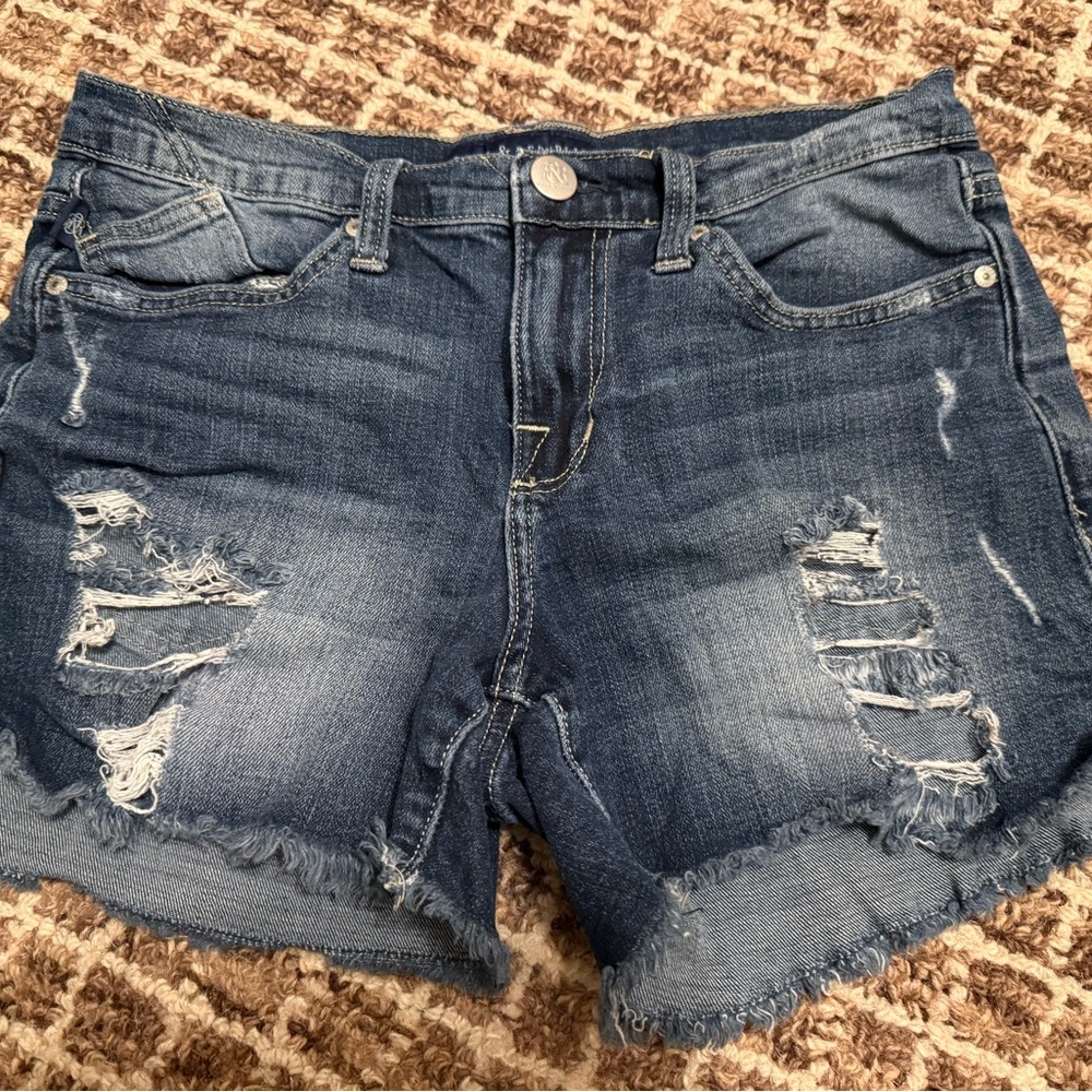 Rock & Republic Blue Distressed Jean Shorts
